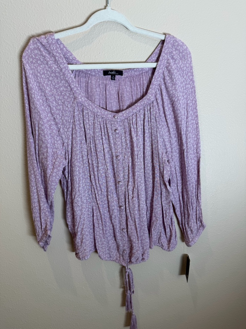 American Rag Lilac Button-Front Peasant Blouse